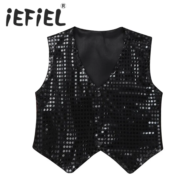 Sequins Children's Clothing Kids Boys Vest Dance Wear Costumes Glittery Vest Waistcoat Costume for Choir Jazz Dance Performance
Sequins Children's Clothing Kids Boys Vest Dance Wear Costumes Glittery Vest Waistcoat Costume for Choir Jazz Dance Performance