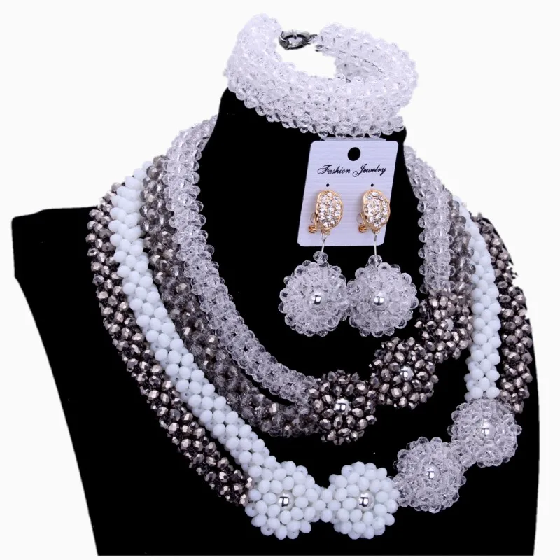 Nigerian Fashion Necklace Set White Grey Silver African Dubai Jewelry Sets For Women 4 Handmade Costume Choker Jewellery Sets
Nigerian Fashion Necklace Set White Grey Silver African Dubai Jewelry Sets For Women 4 Handmade Costume Choker Jewellery Sets