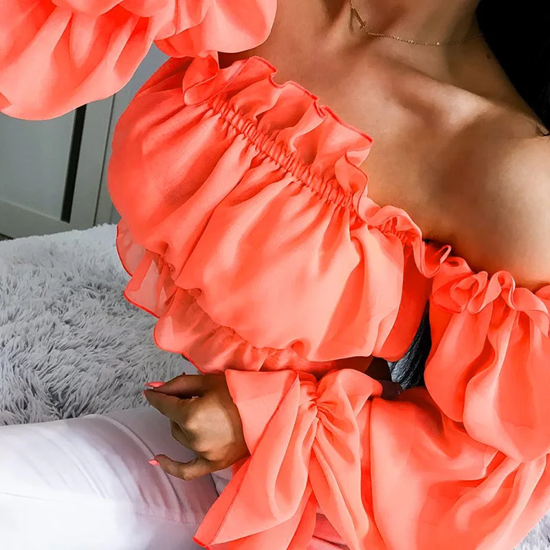 OMILKA 2019 Summer Women Neon Green Fluorescent Casual Crop Tee Shirt Off Shoulder Slash Neck Ruffle Lantern Sleeve Tshirt Tops
OMILKA 2019 Summer Women Neon Green Fluorescent Casual Crop Tee Shirt Off Shoulder Slash Neck Ruffle Lantern Sleeve Tshirt Tops