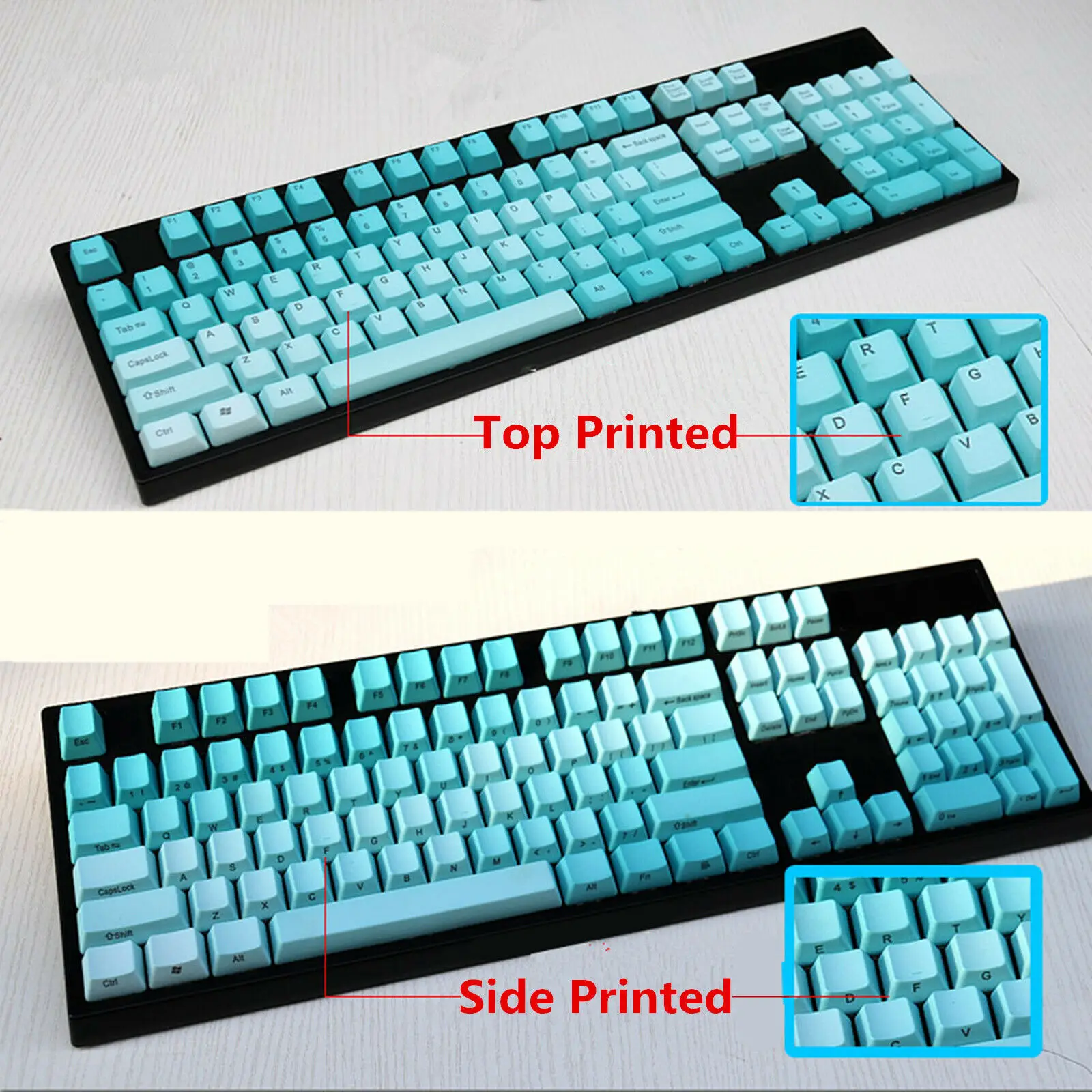 104 Keys PBT Gradient Blue Keycap Top / Side Printed Keycaps Key caps for Cherry MX Mechanical Gaming Keyboard + Keycap Puller
104 Keys PBT Gradient Blue Keycap Top / Side Printed Keycaps Key caps for Cherry MX Mechanical Gaming Keyboard + Keycap Puller