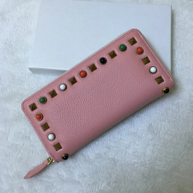 Pink female leather wallet color orange with long zipper multi-function wallet card multi-function
Pink female leather wallet color orange with long zipper multi-function wallet card multi-function