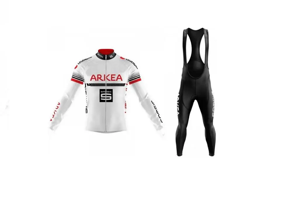 2019 ARKEA SAMSIC Pro Team Зимние флисовые термонаборы с длинным рукавом для велоспорта