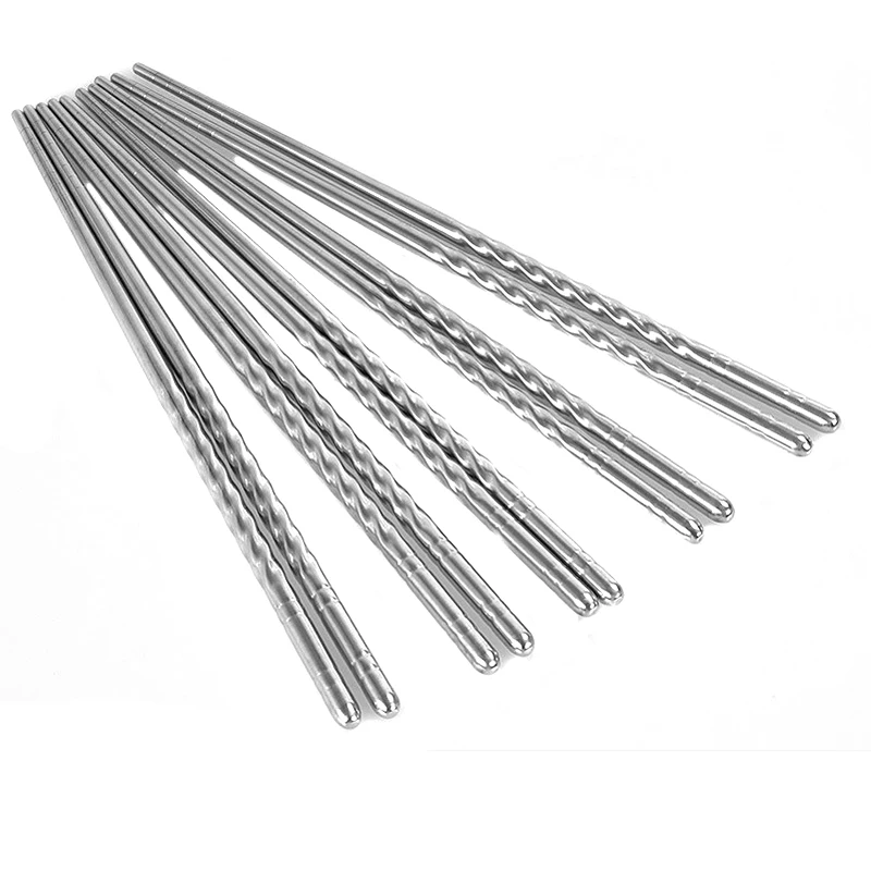 5 Pairs/lot korean Stainless Steel Chopsticks Exquisite Spiral Non-slip Chop Sticks Gift For Kitchen BBQ Tool Kits Healthy Light
5 Pairs/lot korean Stainless Steel Chopsticks Exquisite Spiral Non-slip Chop Sticks Gift For Kitchen BBQ Tool Kits Healthy Light