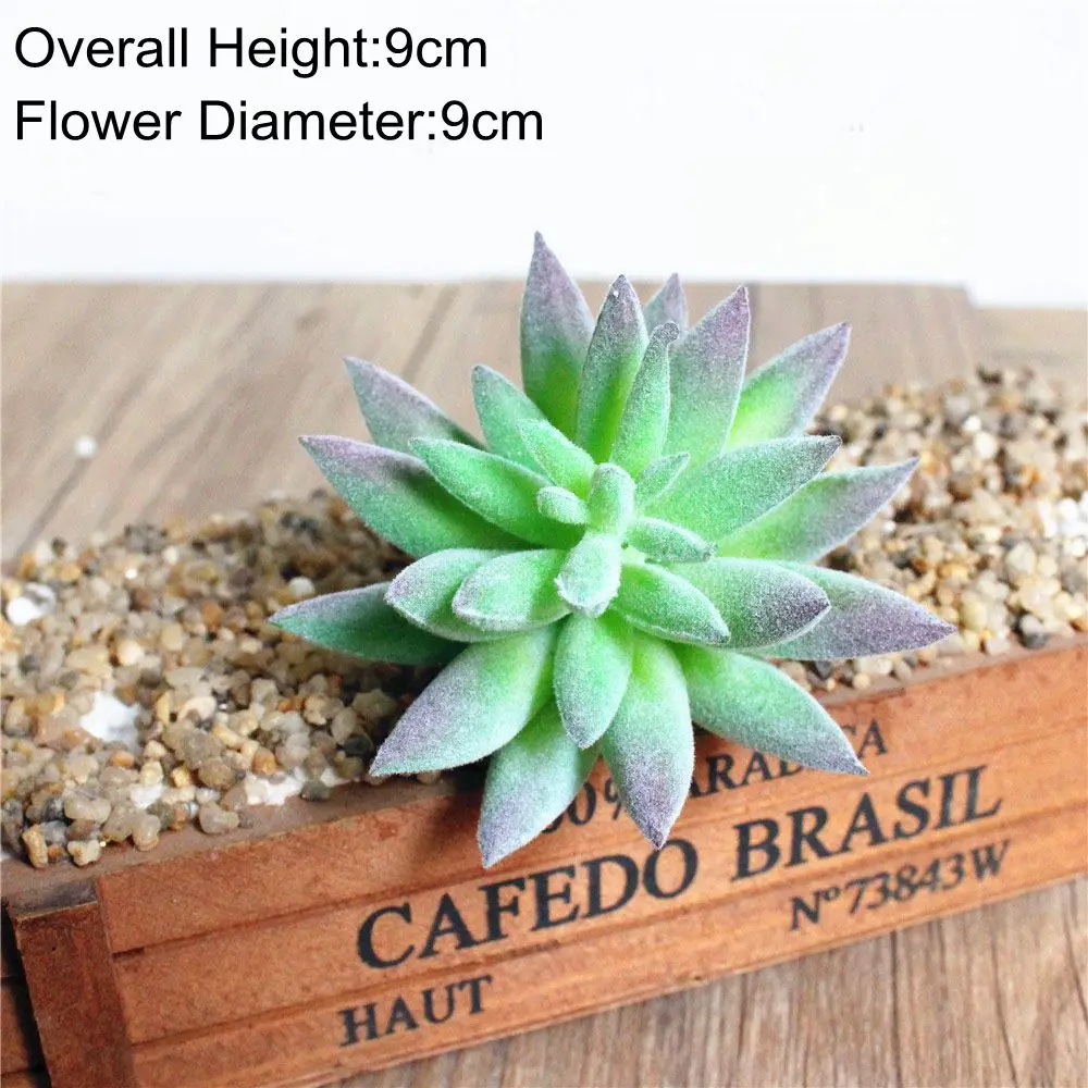 Green Artificial Succulents - Flocking Home Garden Decoration
