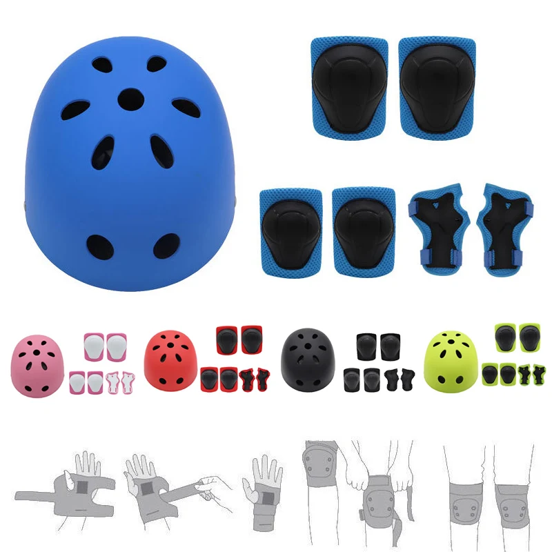 7Pcs/Set Kids Helmet Knee Elbow Wrist Pads Kit for Bike Skateboard Roller Bicycle Sports ASD88 
7Pcs/Set Kids Helmet Knee Elbow Wrist Pads Kit for Bike Skateboard Roller Bicycle Sports ASD88