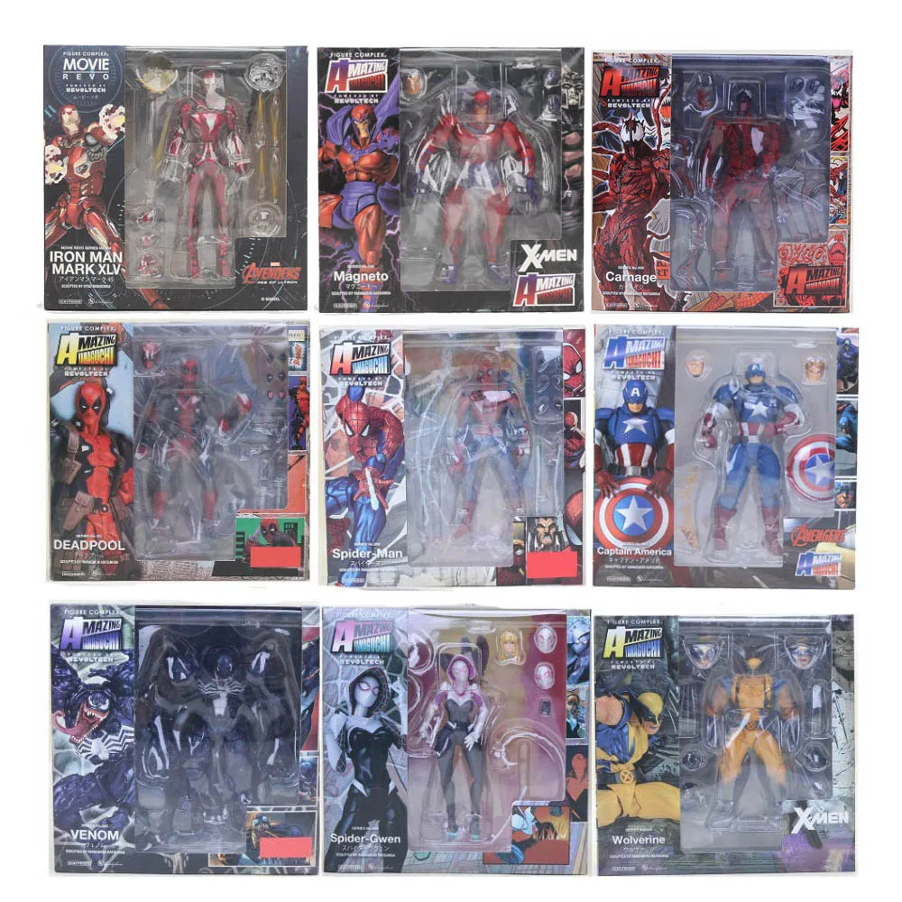 Revoltech Series Marvel Avengers Deadpool Spiderman Venom Spider Gwen Wolverine Captain America Magneto Action Figure Model Toy
Revoltech Series Marvel Avengers Deadpool Spiderman Venom Spider Gwen Wolverine Captain America Magneto Action Figure Model Toy