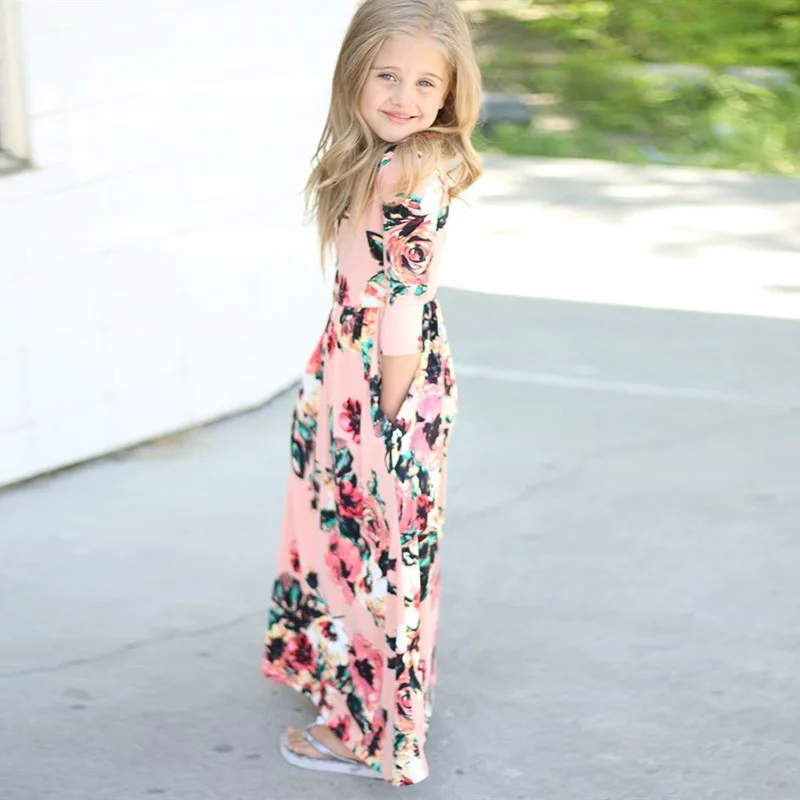 Girls Maxi Dress Kids Pleated Floral Printed Casual T-Shirt 3/4 Sleeve Summer Long Holiday Dress with Pocket for Girls 2-8T D45
Girls Maxi Dress Kids Pleated Floral Printed Casual T-Shirt 3/4 Sleeve Summer Long Holiday Dress with Pocket for Girls 2-8T D45
