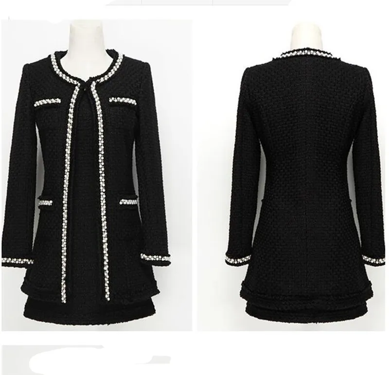 Dress Suits Women Runway Fashion Designers Elegant Office Ladies Formal Tweed Blazer Jacket White Black Beads 2 Piece Set Outfit
Dress Suits Women Runway Fashion Designers Elegant Office Ladies Formal Tweed Blazer Jacket White Black Beads 2 Piece Set Outfit