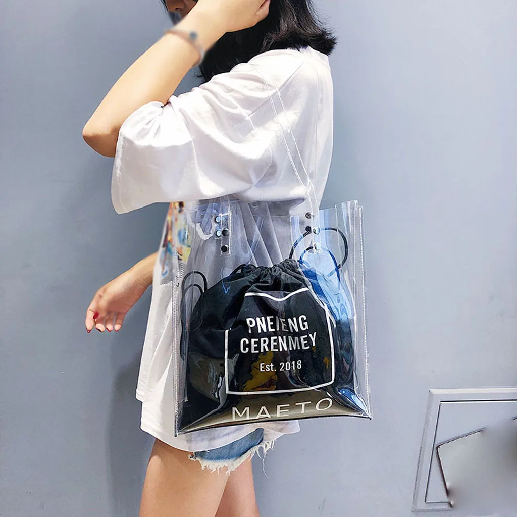 Bag Women Fashion Transparent Shoulder Bag Bundle Pocket Handbag Beach Bag large capacity shoulder bag Sac A Main Femme
Bag Women Fashion Transparent Shoulder Bag Bundle Pocket Handbag Beach Bag large capacity shoulder bag Sac A Main Femme