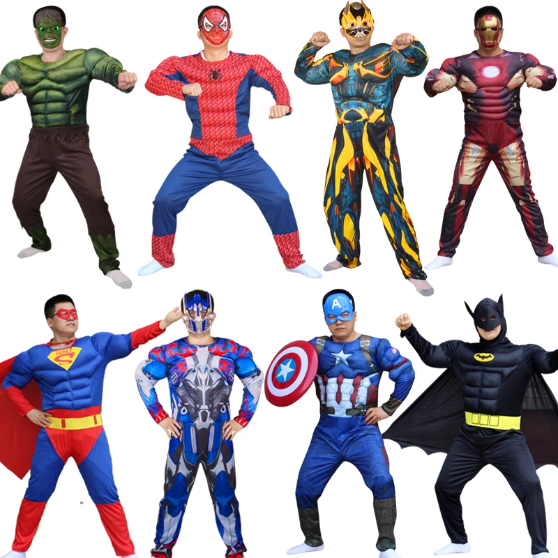 Muscle Spiderman Batman Hulk Superhero Captain America For adults Muscle Jumpsuits Eye Mask Avengers Thor Hulk Cosplay Costume
Muscle Spiderman Batman Hulk Superhero Captain America For adults Muscle Jumpsuits Eye Mask Avengers Thor Hulk Cosplay Costume