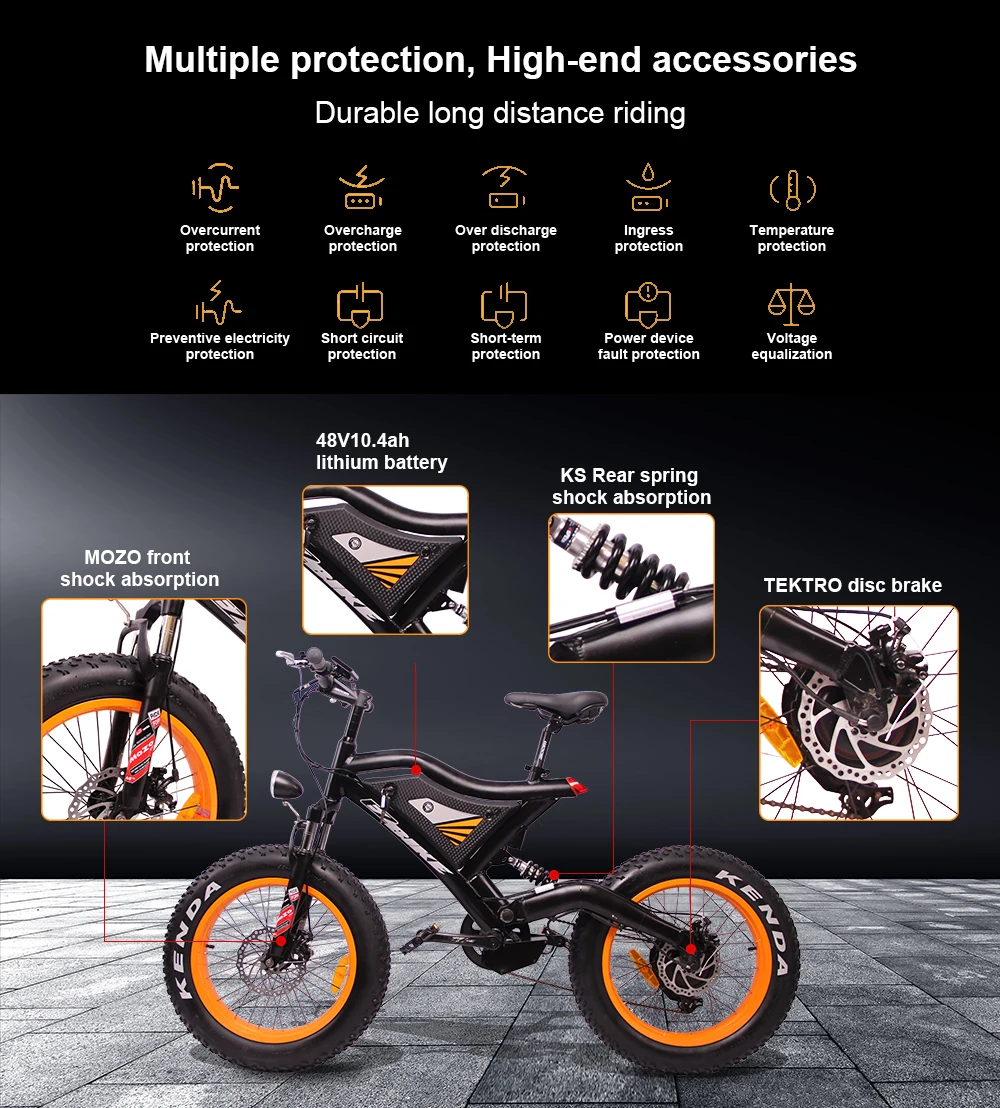 Best EZBIKE snow road e bike electric mountain bike 48v 500w Brushless Motor folding bike fat tire beach luxury electric moped 11