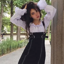 Macheda 2018 nueva moda mujer cadena Sling Sexy Mini Vestido Sash Zipper Otoño Invierno negro Casual Vestido corto veraniego Vestido(China)