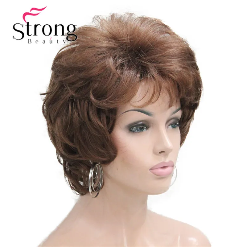 L-427B #30fashion medium auburn short curly synthetic women\`s wigs full wig for everyday (4)