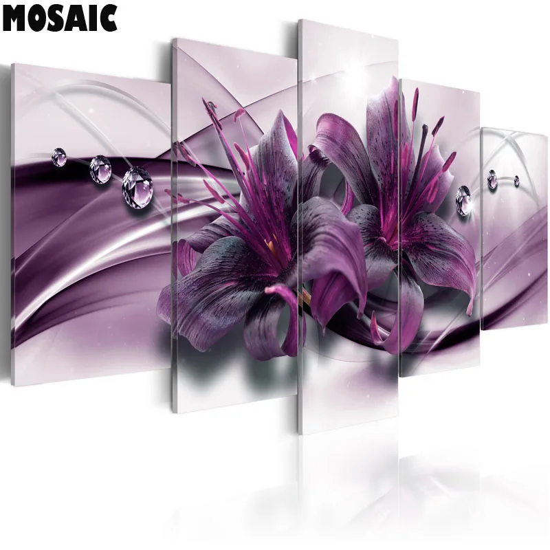 5pcs purple lily Flowers diamond Painting Nordic Home Decoration 5d diy diamond embroidery mosaic Pictures for Living Room decor
5pcs purple lily Flowers diamond Painting Nordic Home Decoration 5d diy diamond embroidery mosaic Pictures for Living Room decor