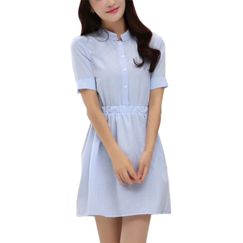 2019 Women Summer Striped Dress Short Sleeve Party Pleated Elbise Soft Cotton Vestido
2019 Women Summer Striped Dress Short Sleeve Party Pleated Elbise Soft Cotton Vestido