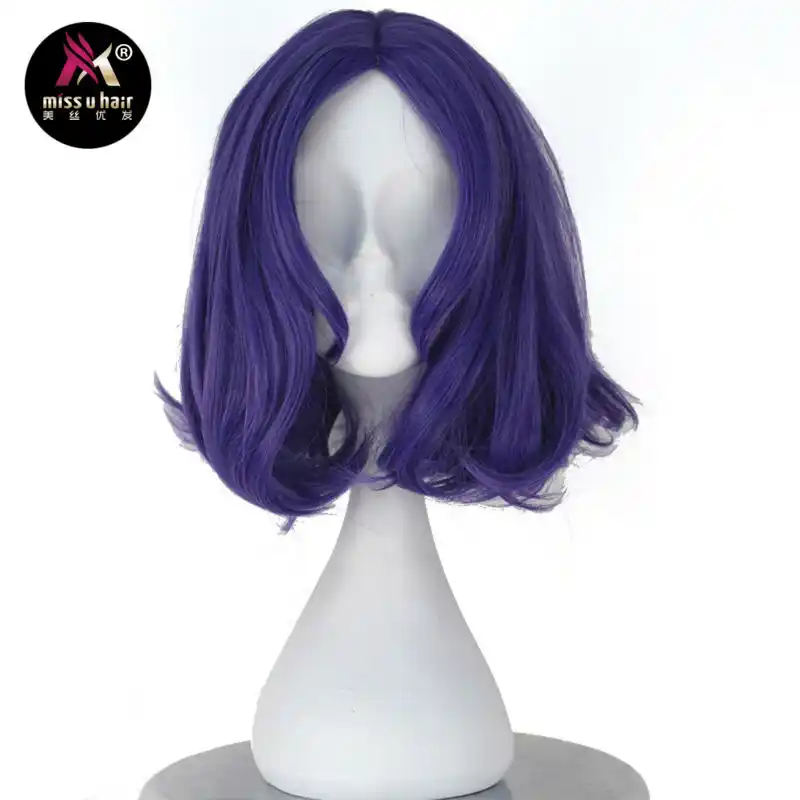 Miss U Hair Synthetic Girl Adult Short Wavy Wig Light Purple Pink
