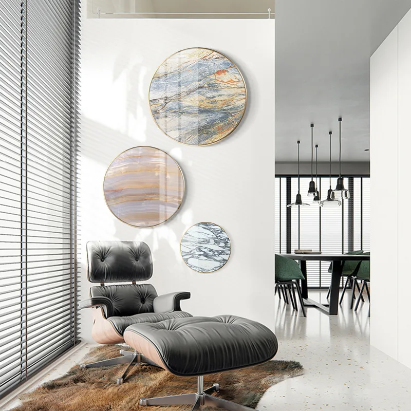 High-end luxury round Imitation marble Decorative paintings Entrance corridor studio mural with Metal frame Crystal painting
High-end luxury round Imitation marble Decorative paintings Entrance corridor studio mural with Metal frame Crystal painting