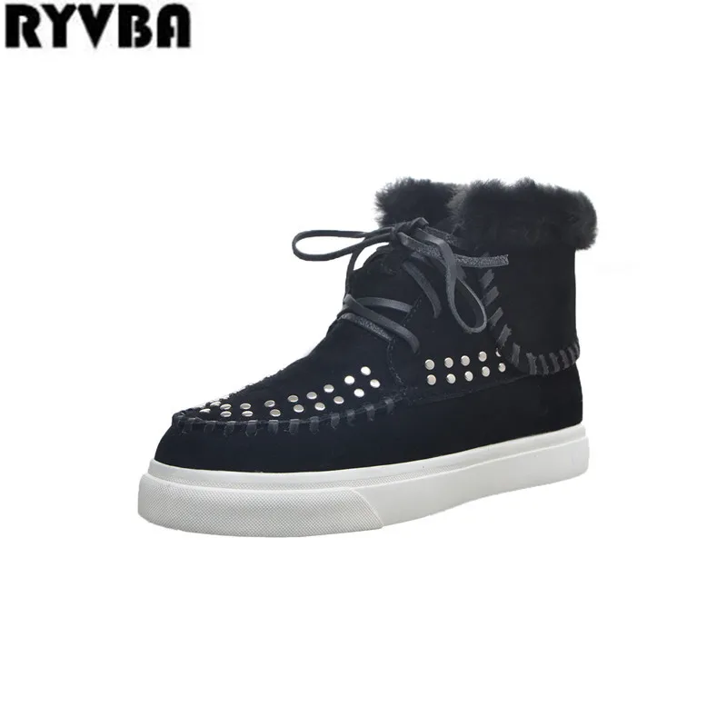 RYVBA 2019 woman genuine leather Fur Snow Boots For Women Winter platform Ladies suede shoes Woman Flat warterproof ankle Boots
RYVBA 2019 woman genuine leather Fur Snow Boots For Women Winter platform Ladies suede shoes Woman Flat warterproof ankle Boots
