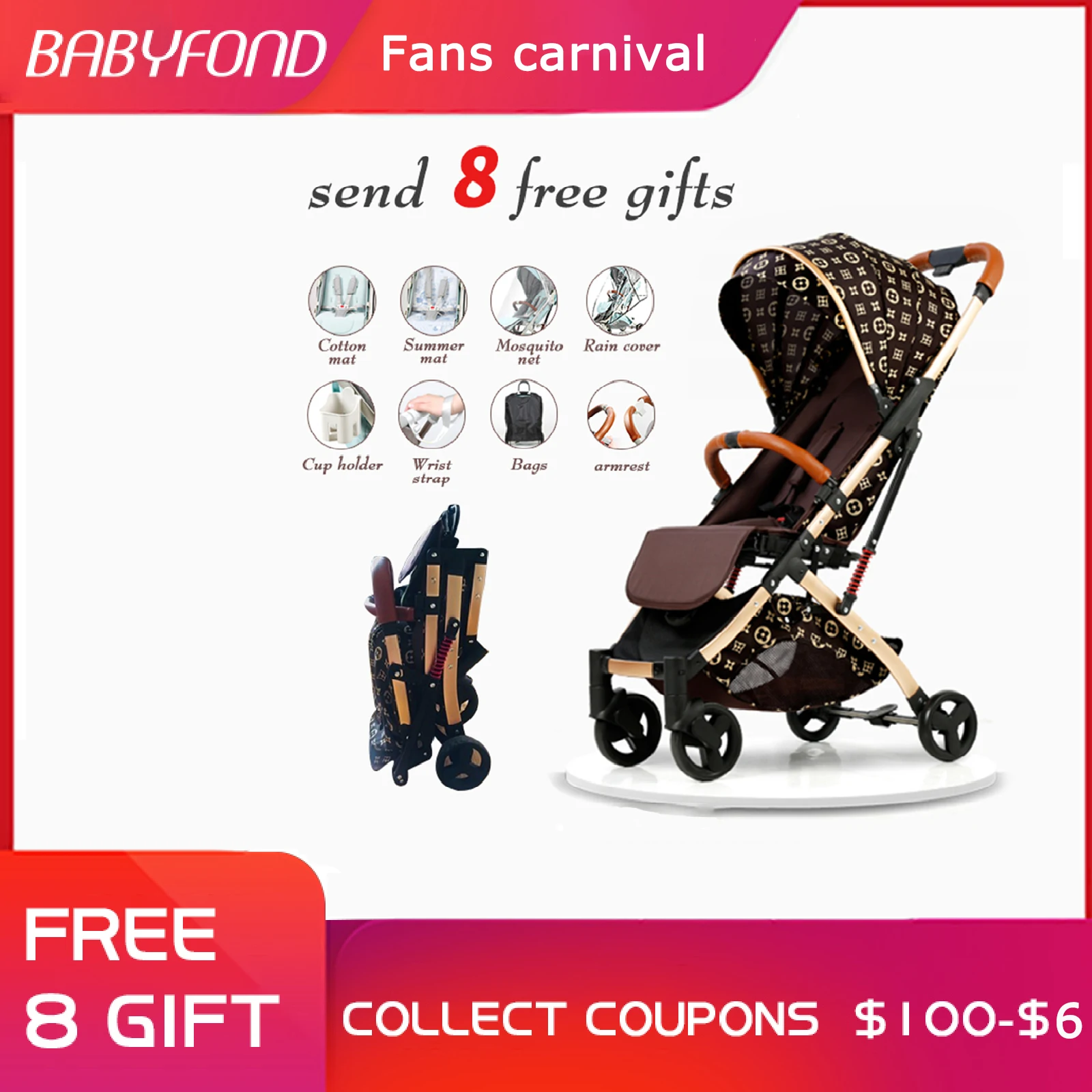 

Free installation 5.8kg lightweight stroller can sit reclining ultra light portable folding shock boarding baby stroller