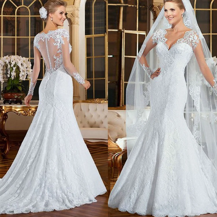 Mermaid Wedding Dress Long Wedding Gown Cap Sleeve Gown V-neck vestido de noiva lace trumpet Beading dress robe de
Mermaid Wedding Dress Long Wedding Gown Cap Sleeve Gown V-neck vestido de noiva lace trumpet Beading dress robe de