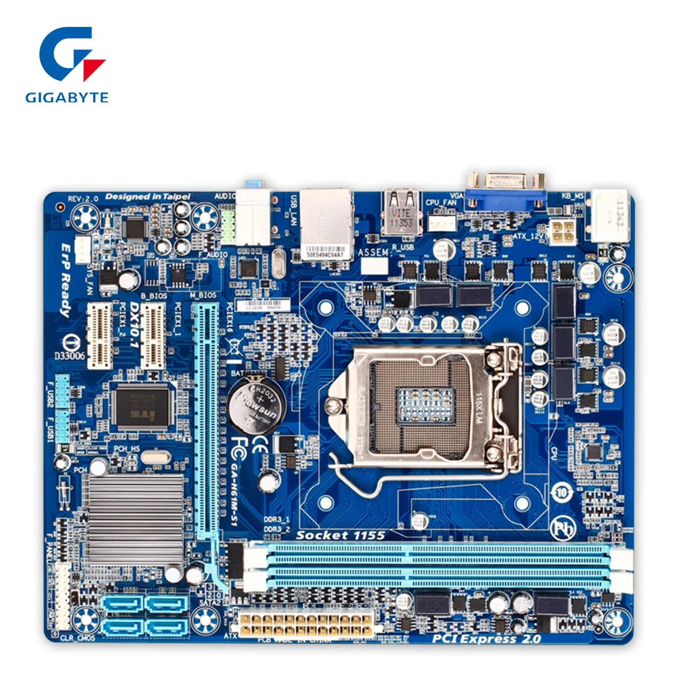 

Gigabyte GA-H61M-S1 Desktop Motherboard H61M-S1 H61 LGA 1155 Core i7 i5 i3 DDR3 16G SATA2 USB2.0 VGA Micro-ATX