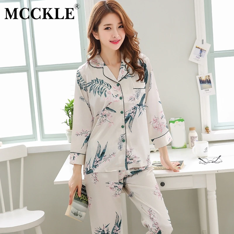 MCCKLE Women's Turndown Collar Blouse Trouser Two-piece Pajama Sets 2018 Autumn Female Sleepwears Ladies Korean Print Nightwear
MCCKLE Women's Turndown Collar Blouse Trouser Two-piece Pajama Sets 2018 Autumn Female Sleepwears Ladies Korean Print Nightwear
