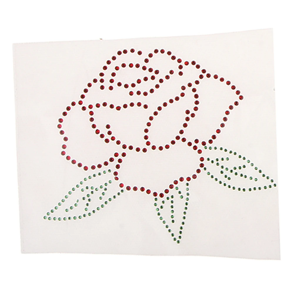 2Pcs Rose Flower Iron On Rhinestone Pattern Decorative Applique Patch DIY 2Pcs Rose Flower Iron On Rhinestone Pattern Decorative Applique Patch DIY