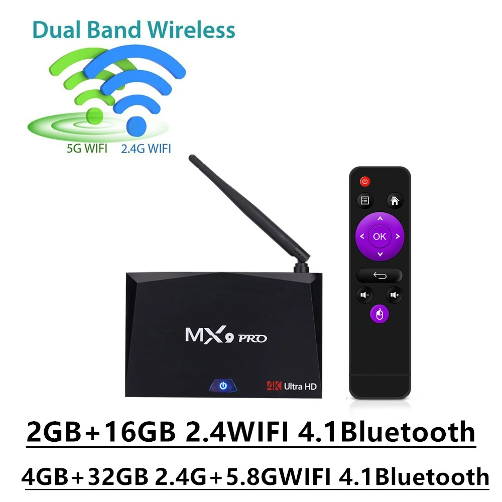 MX9 Pro 16GB/32GB Android 7.1 TV Box RK3328 Quad Core WiFi Bluetooth Media Player H.265 VP9 HDR 4K HD 64Bit Smart Set Top Box
MX9 Pro 16GB/32GB Android 7.1 TV Box RK3328 Quad Core WiFi Bluetooth Media Player H.265 VP9 HDR 4K HD 64Bit Smart Set Top Box