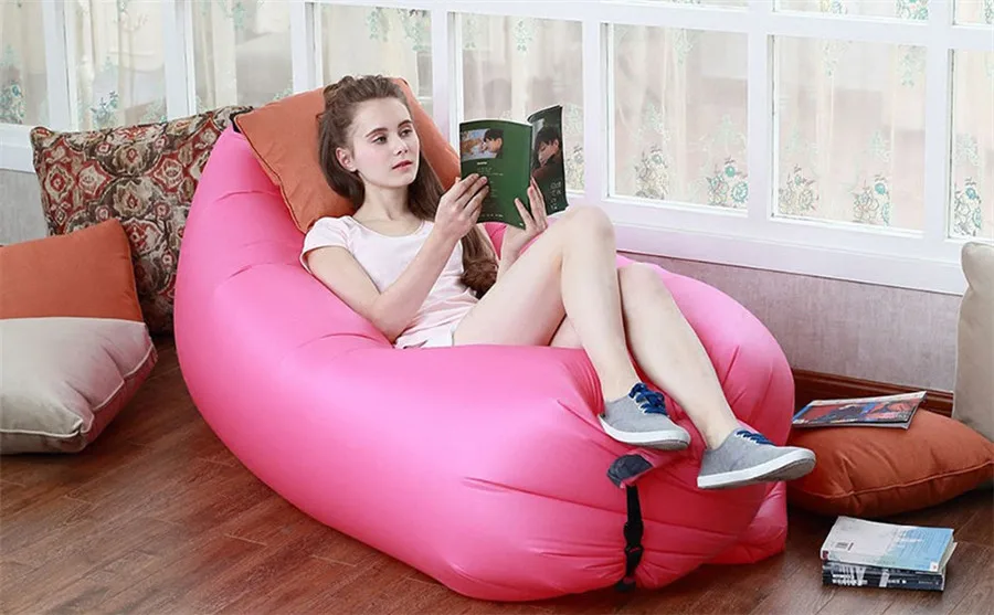 Image Creative Lazy Inflatable Beanbag Sofa Chair Living Room Bean Bag Cushion Camping Hangout Beach Bag Garden Sofa Outdoor Furniture