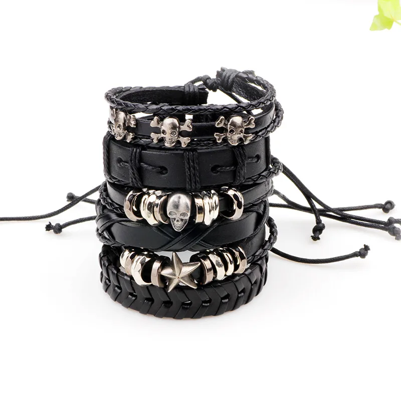 FUNIQUE 6PCs/Set Leather Bracelet Skull Star Charm Wrap Hand Bracelet For Women Bangle Men Bracelet Jewelry pulseira masculina
FUNIQUE 6PCs/Set Leather Bracelet Skull Star Charm Wrap Hand Bracelet For Women Bangle Men Bracelet Jewelry pulseira masculina