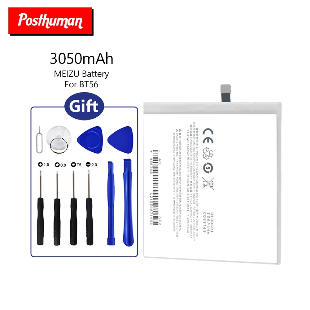 Lithium Li-Po Battery BT56 Replacement BT-56 BT 56 Battery For Meizu M576 M576U MX5 Pro NIUX Pro 5 3050mAh + Tools
Lithium Li-Po Battery BT56 Replacement BT-56 BT 56 Battery For Meizu M576 M576U MX5 Pro NIUX Pro 5 3050mAh + Tools