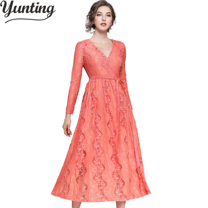 Maxi Dresses Women New Europe Hollow Out Stitching Lace Vestidos Femme Work Casual Slim Sexy Party Dress Plus Size
Maxi Dresses Women New Europe Hollow Out Stitching Lace Vestidos Femme Work Casual Slim Sexy Party Dress Plus Size