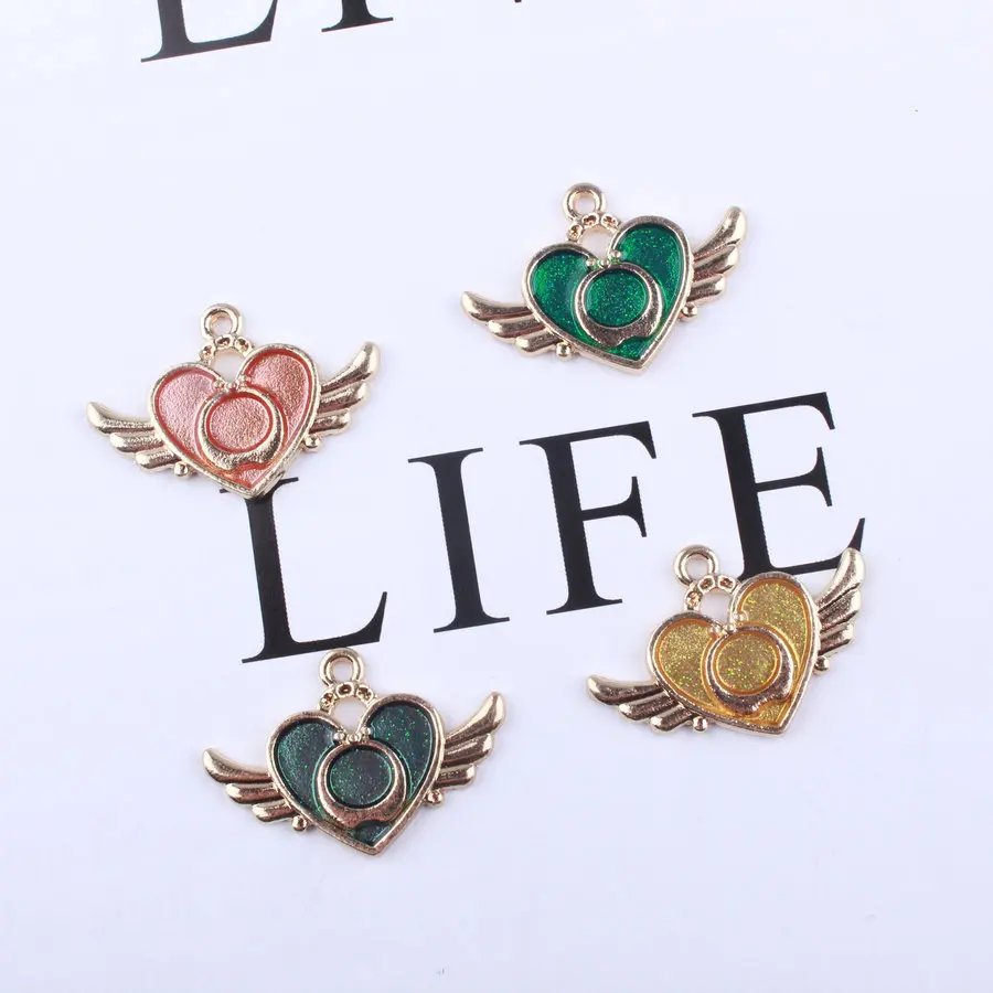 Free shipping 10PCs 21*30MM Gold Tone Enamel Glitter Lovely Heart Wings Necklace Pendants DIY Jewelry Findings Ornament Charms
Free shipping 10PCs 21*30MM Gold Tone Enamel Glitter Lovely Heart Wings Necklace Pendants DIY Jewelry Findings Ornament Charms