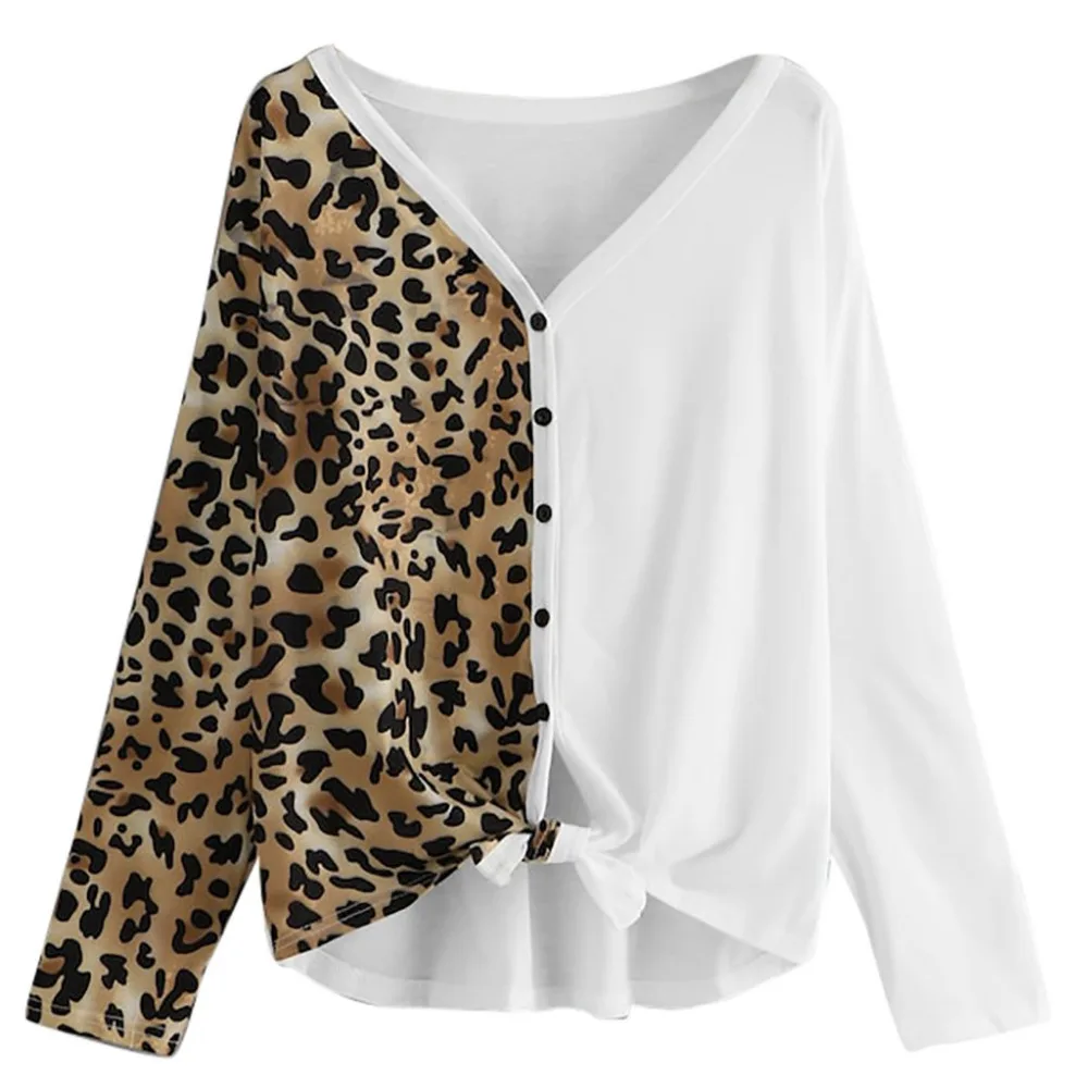 Korea Style Women Blouse Shirts Women's Long Sleeve Leopard Print Panel Knot Hem Tee Button Blouse Tops Sexy modis Tops
Korea Style Women Blouse Shirts Women's Long Sleeve Leopard Print Panel Knot Hem Tee Button Blouse Tops Sexy modis Tops