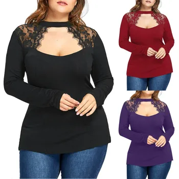 Elegant Sexy Shirts Women Lace Patchwork Long Sleeve Form Fitted Wrap Sweetheart Top Female Long Sleeve Tops Shirt Plus Size
Elegant Sexy Shirts Women Lace Patchwork Long Sleeve Form Fitted Wrap Sweetheart Top Female Long Sleeve Tops Shirt Plus Size