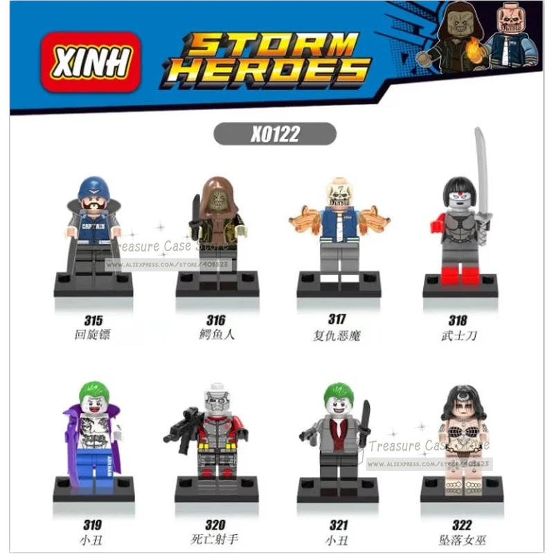 NO.315-322 Boomerang Killer Croc DemonAvenger Samurai blade Joker Deadshot Joker Fallen figure Super Hero Building Toys Blocks
NO.315-322 Boomerang Killer Croc DemonAvenger Samurai blade Joker Deadshot Joker Fallen figure Super Hero Building Toys Blocks