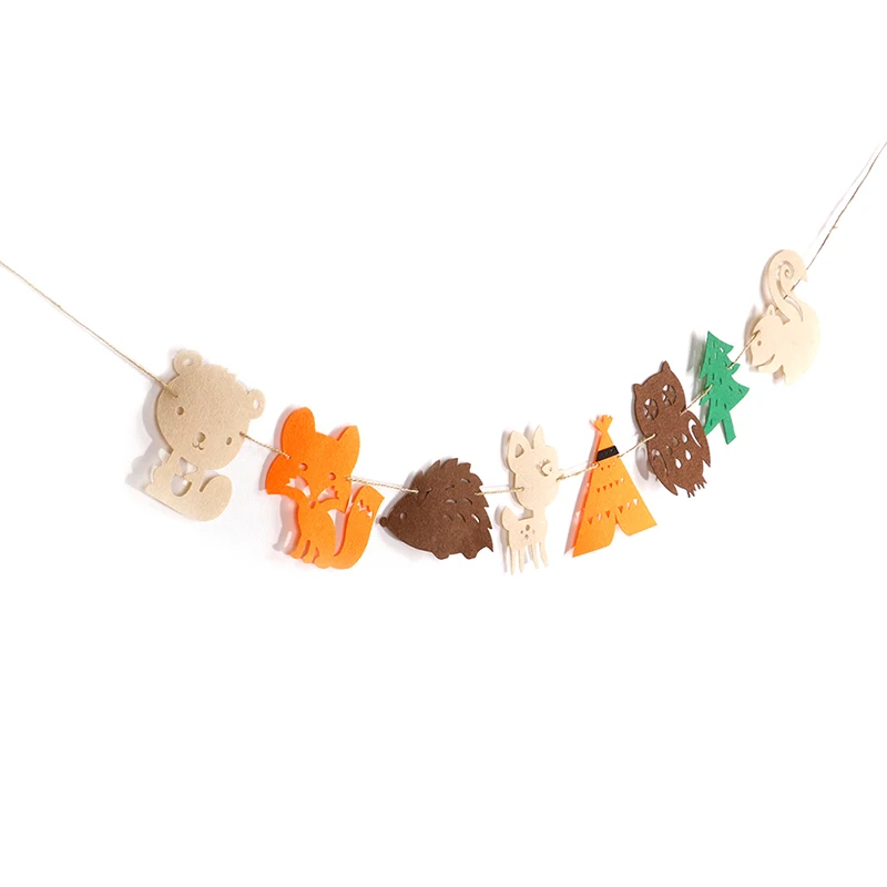 NEW-Cartoon-Animal-Banner-Pennant-Flags-Forest-Hedgehog-Squirrel-Fox-Garland-Bunting-For-Baby-Shower-Birthday (3)