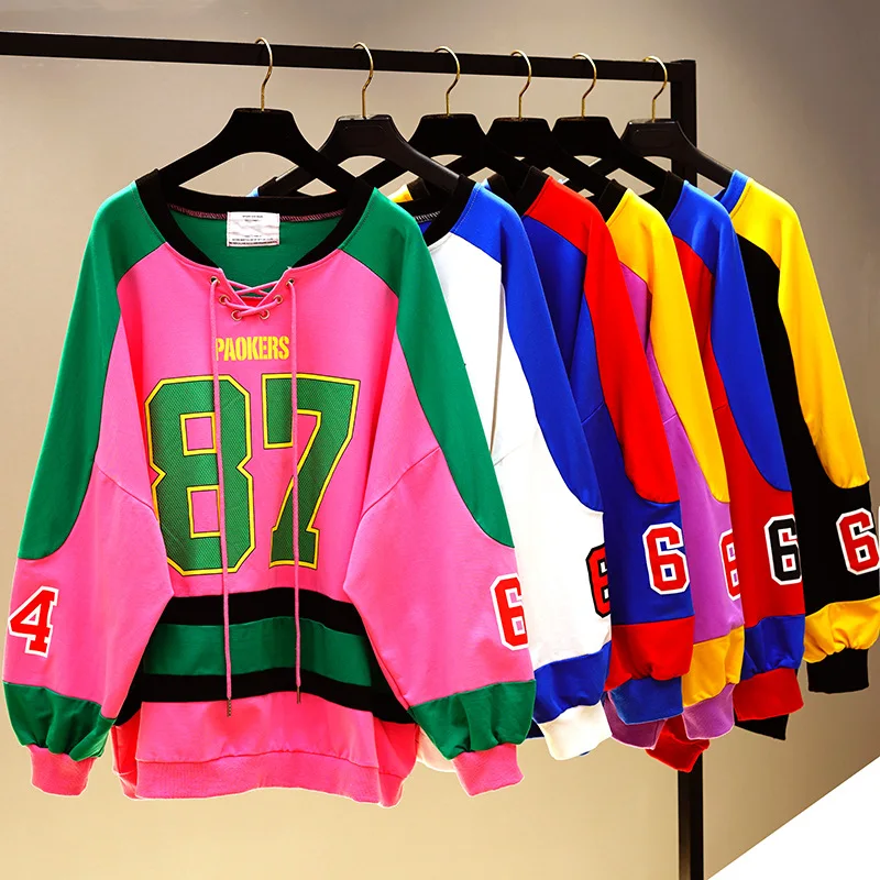 Female Sweatshirts New Spring Autumn All-match V Neck Color Block Printing Pullovers Top Batwing Sleeve Students Hoodies
Female Sweatshirts New Spring Autumn All-match V Neck Color Block Printing Pullovers Top Batwing Sleeve Students Hoodies