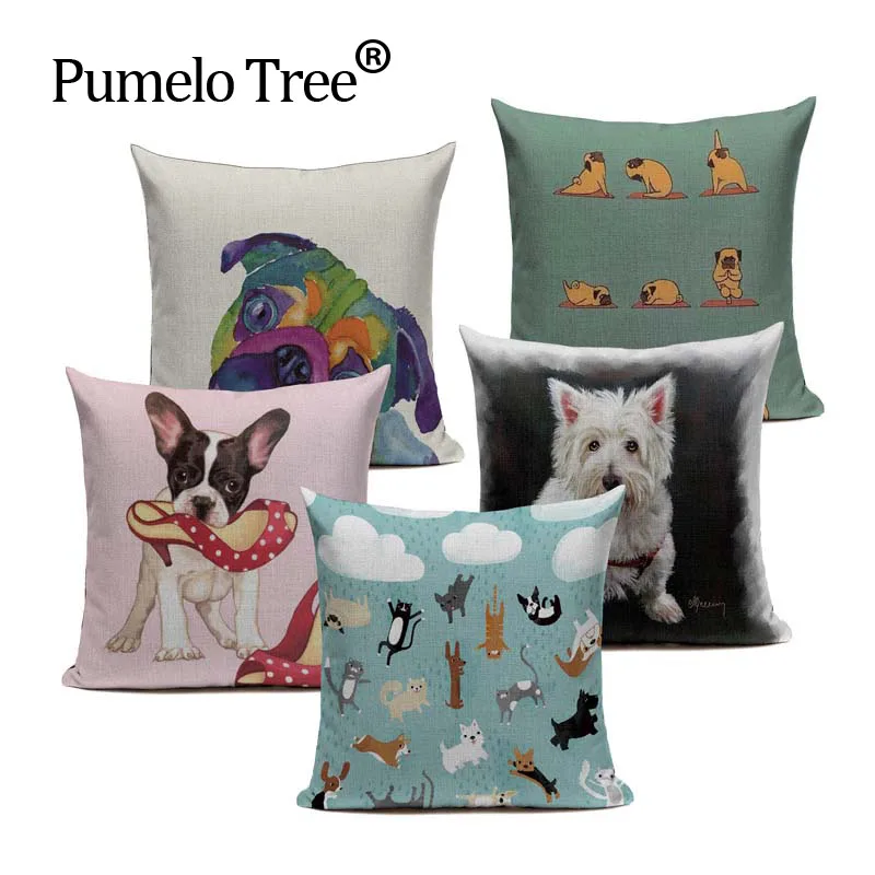 Cartoon Cushion Cover Animal French Bulldog Pug Dog Pillowcase Woven Linen Car Customized Pillow Covers Decorative Home Decor
Cartoon Cushion Cover Animal French Bulldog Pug Dog Pillowcase Woven Linen Car Customized Pillow Covers Decorative Home Decor