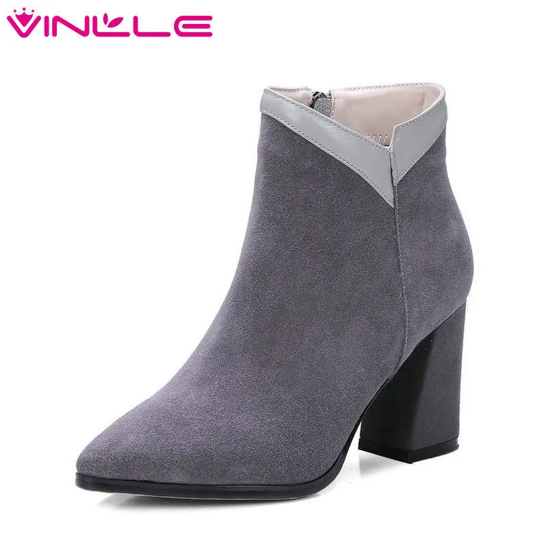 VINLLE 2019 Winter/Autumn Women Shoes Ankle Boots High Heel Cow Suede+PU Pointed Toe Zipper Ladies Motorcycle Shoes Size 34-39
VINLLE 2019 Winter/Autumn Women Shoes Ankle Boots High Heel Cow Suede+PU Pointed Toe Zipper Ladies Motorcycle Shoes Size 34-39