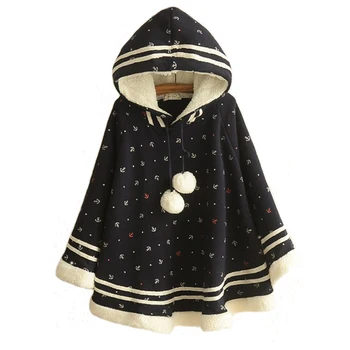 New Autumn Winter Female Plus Velvet College Bat Cloak Coat Women's Cotton Hooded Woolen Jacket Printed Casual Wool Overcoat
New Autumn Winter Female Plus Velvet College Bat Cloak Coat Women's Cotton Hooded Woolen Jacket Printed Casual Wool Overcoat