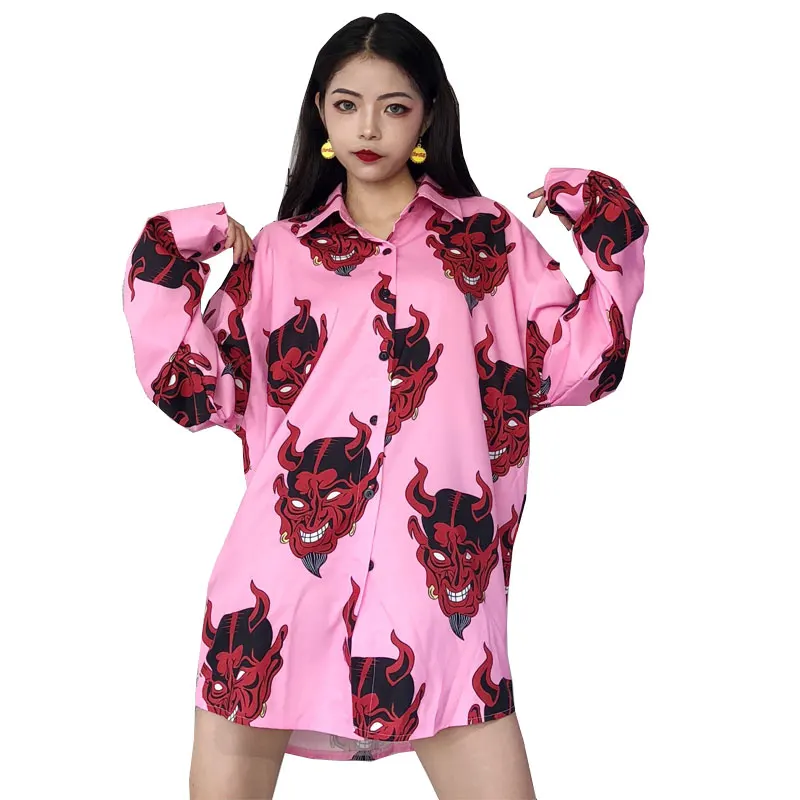 2019 Causal Fashion Women Shirts Sexy Girls Harajuku Style Streetwear BF Style Devil Print Japanese Loose Blouses Female
2019 Causal Fashion Women Shirts Sexy Girls Harajuku Style Streetwear BF Style Devil Print Japanese Loose Blouses Female