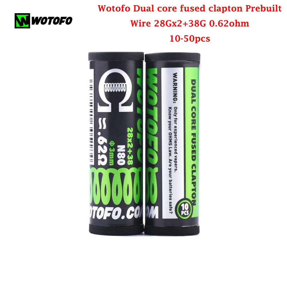 10-50pc Wotofo Dual core fused clapton Prebuilt Wire 26GAx2+36GA0.28ohm 28Gx2+38G 0.62ohm For Wotofo RDA E Cigarette Accessories
10-50pc Wotofo Dual core fused clapton Prebuilt Wire 26GAx2+36GA0.28ohm 28Gx2+38G 0.62ohm For Wotofo RDA E Cigarette Accessories