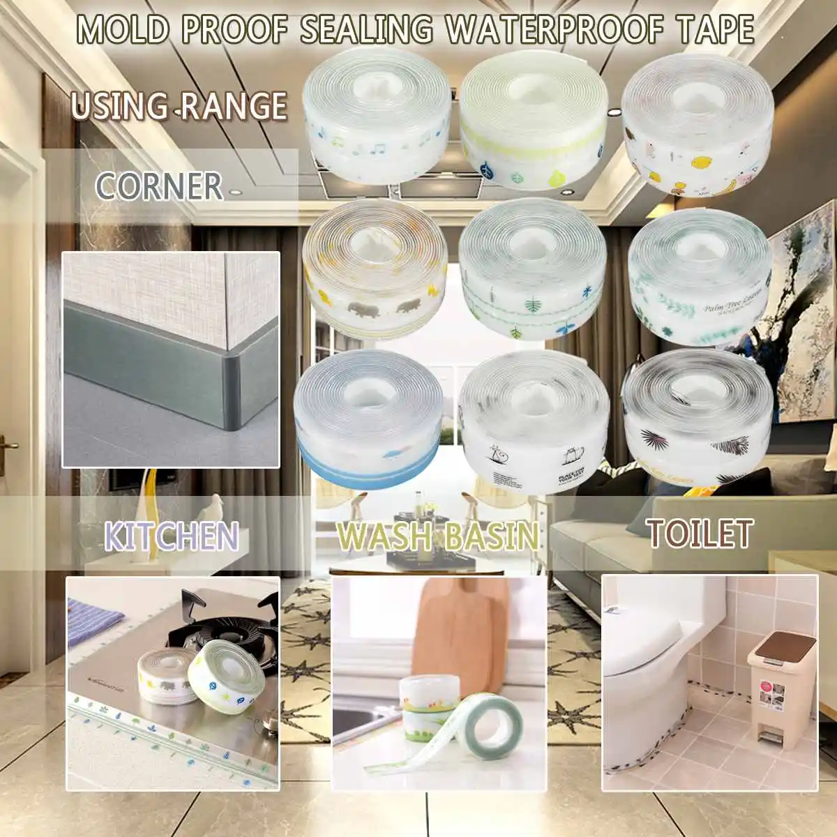 3.0mx 3.8cm Waterproof Mold Proof Adhesive Tape Durable Use 1 ROLL PVC Material Kitchen Bathroom Wall Sealing Tape Gadgets
3.0mx 3.8cm Waterproof Mold Proof Adhesive Tape Durable Use 1 ROLL PVC Material Kitchen Bathroom Wall Sealing Tape Gadgets