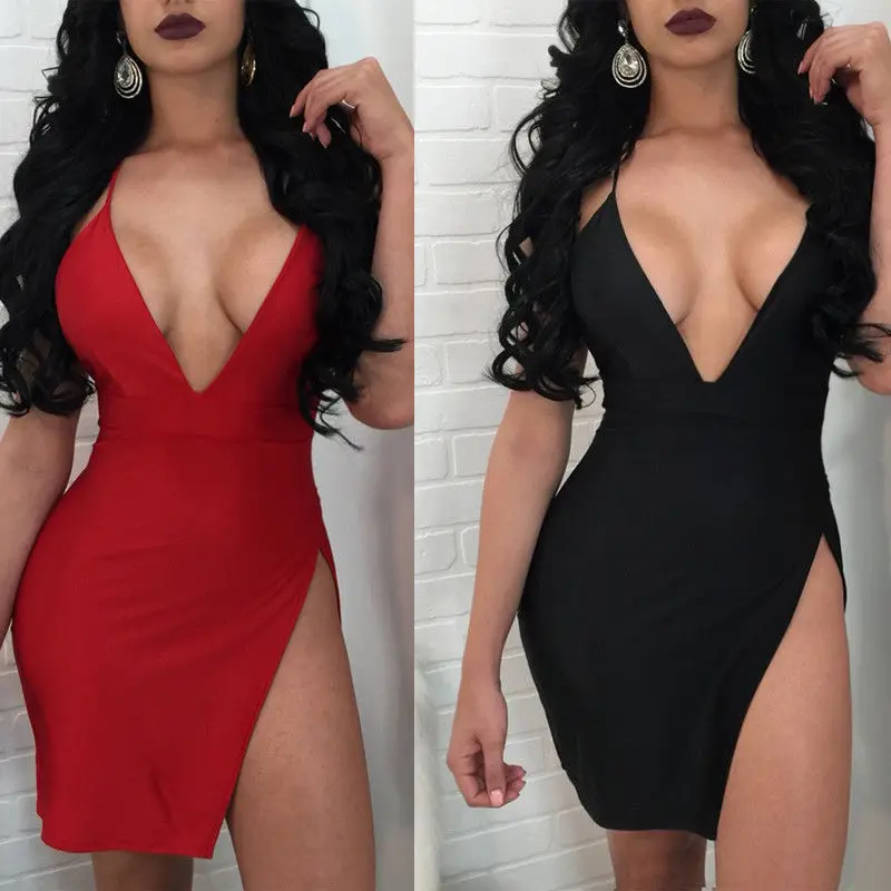 Women Sexy Fashion Evening Party Dress 2 Style Sleeveless Deep V-Neck Skinny Solid Back Hollow Out Bandage Mini Dress
Women Sexy Fashion Evening Party Dress 2 Style Sleeveless Deep V-Neck Skinny Solid Back Hollow Out Bandage Mini Dress