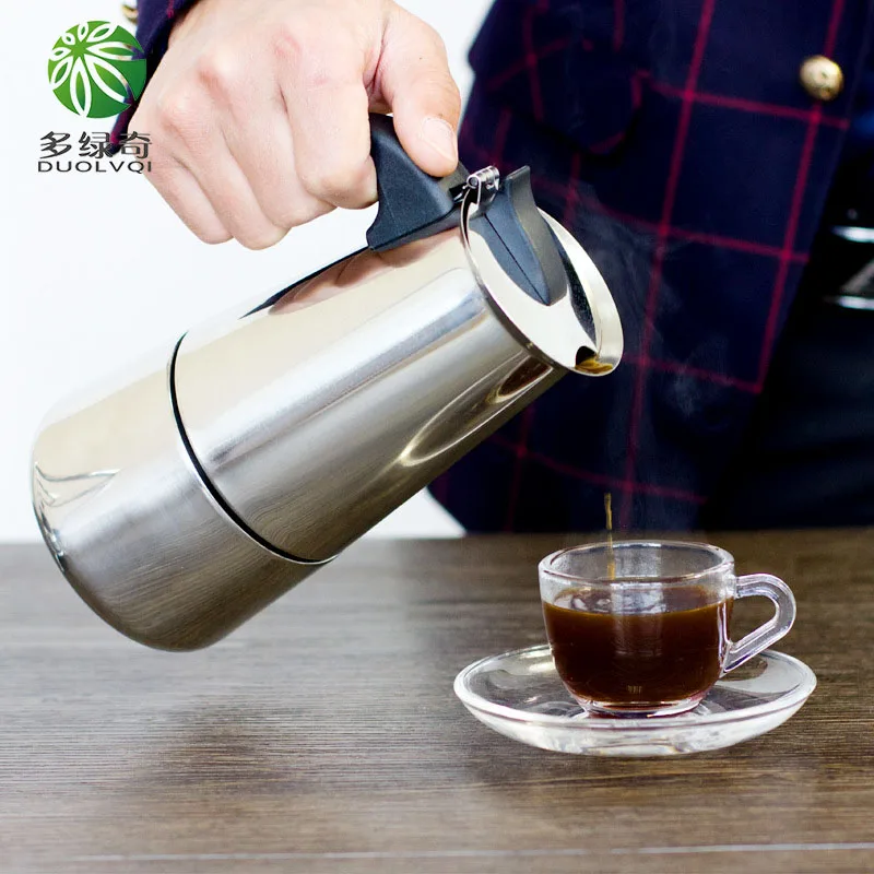 DUOLVQI 100/200/300/450ml Moka Espresso Coffee Maker Coffee Pot Percolator Tools Cafetiere Pot Cafe Cafetera espresso Moka pot
DUOLVQI 100/200/300/450ml Moka Espresso Coffee Maker Coffee Pot Percolator Tools Cafetiere Pot Cafe Cafetera espresso Moka pot