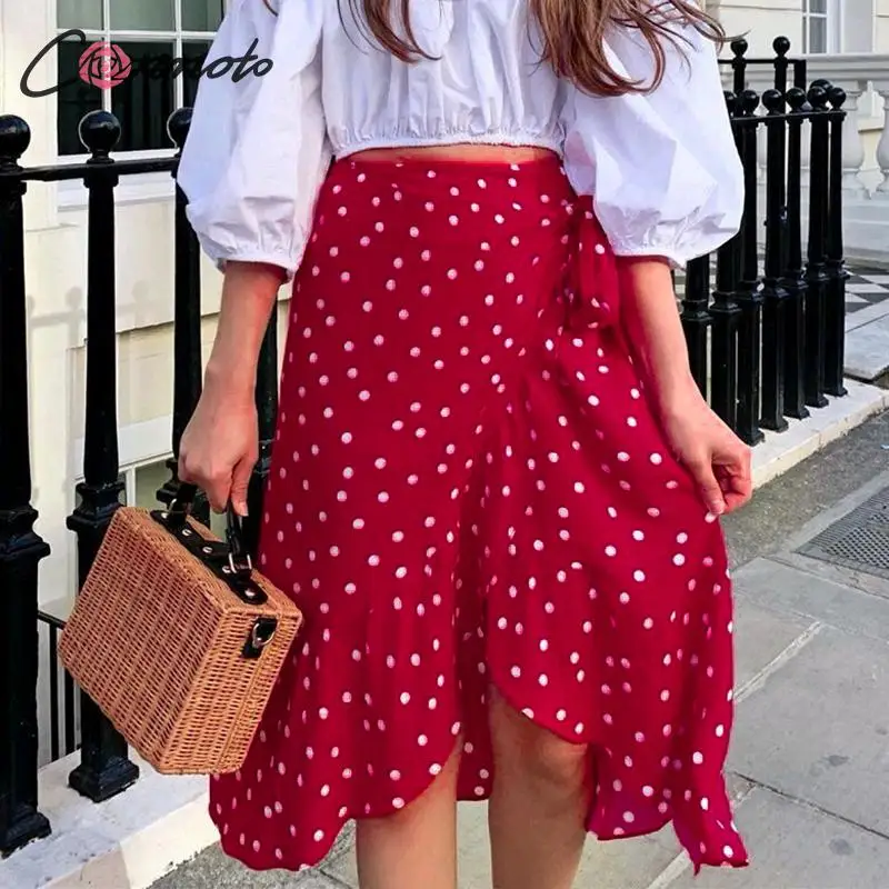Conmoto Women Fashion Red Polka Dot Wrap Skirt 2019 Summer Casual High Waist Ruffle High Waist Midi Skirt Female Holiday Skirts
Conmoto Women Fashion Red Polka Dot Wrap Skirt 2019 Summer Casual High Waist Ruffle High Waist Midi Skirt Female Holiday Skirts