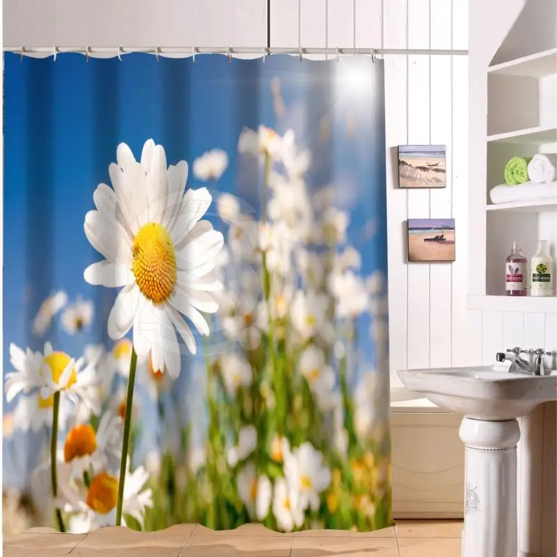 HOT Custom Daisy Flowers Chamomile Grass Shower Curtain 3D Waterproof Polyester Fabric Bath Curtain 12 Hooks For The Bathroom
HOT Custom Daisy Flowers Chamomile Grass Shower Curtain 3D Waterproof Polyester Fabric Bath Curtain 12 Hooks For The Bathroom
