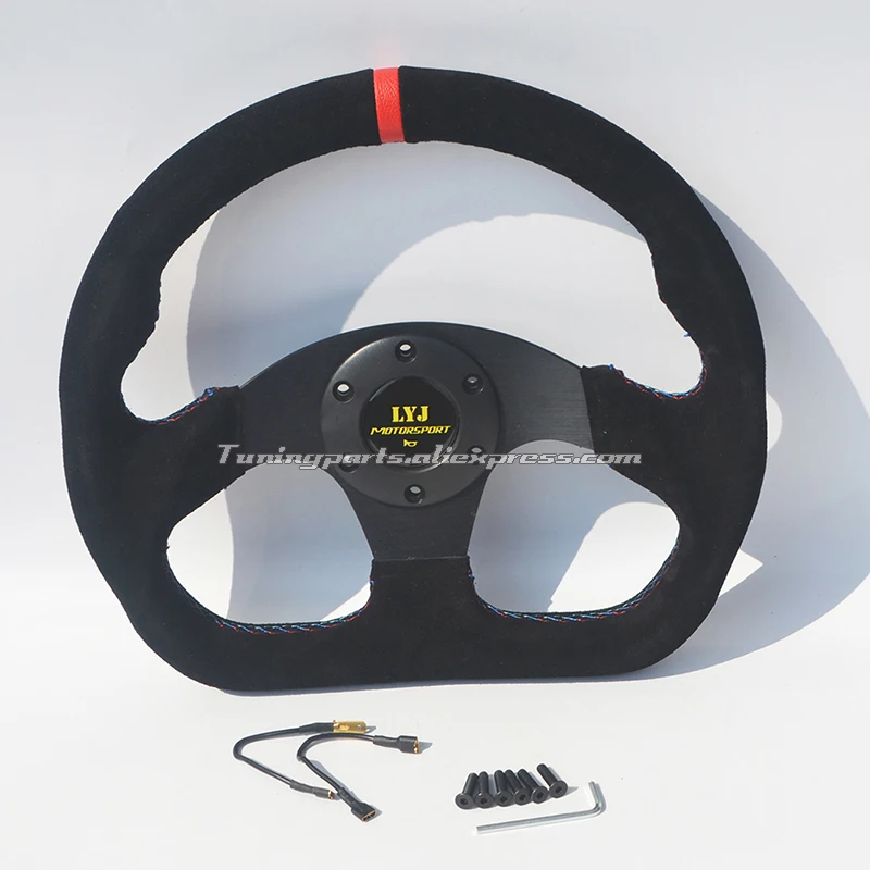 3-color Stitching Rivet Street Steering Wheel LYJ Motorsport Car Steering Wheel Suede 325mm Flat Bottom Game Steering Wheel
3-color Stitching Rivet Street Steering Wheel LYJ Motorsport Car Steering Wheel Suede 325mm Flat Bottom Game Steering Wheel