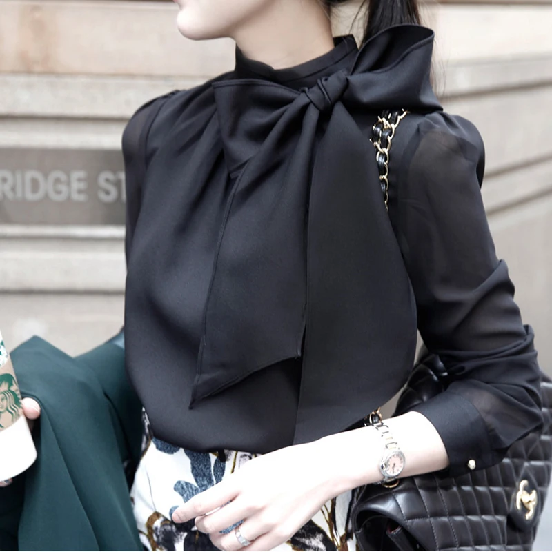 2019 New Fashion Women Shirts Bowtie Collar Long Sleeve Solid Color Elegant OL Chiffon Blouse Femme Blusa Chemise Free Shipping
2019 New Fashion Women Shirts Bowtie Collar Long Sleeve Solid Color Elegant OL Chiffon Blouse Femme Blusa Chemise Free Shipping